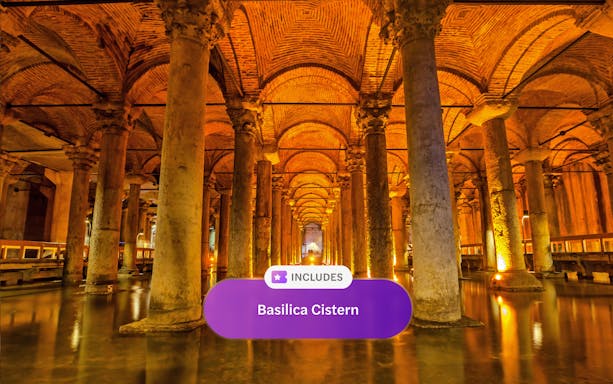 Basilica Cistern pillars and arches in Istanbul, Turkey.