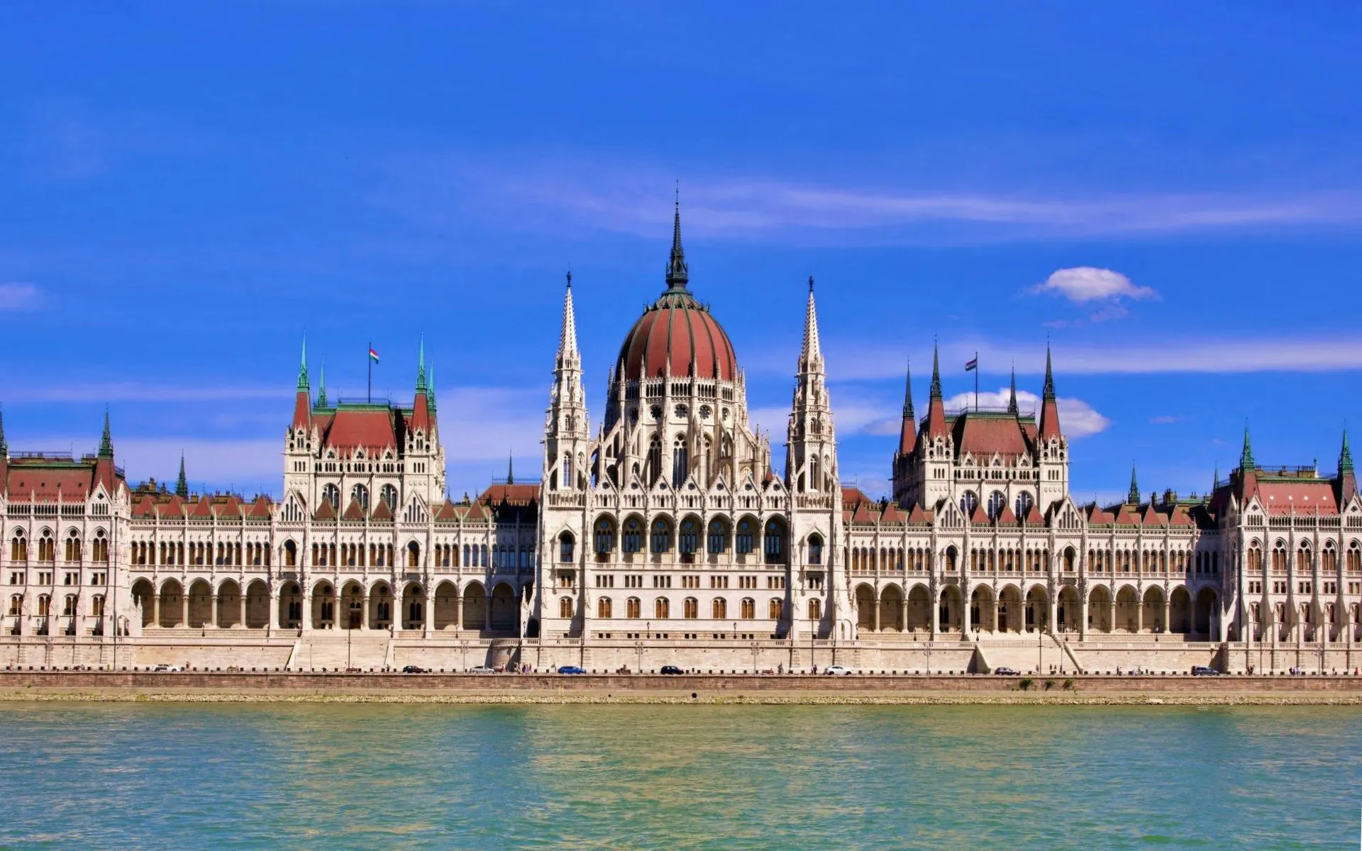 Hungarian Parliament Building along the Danube River in Budapest, Hungary.