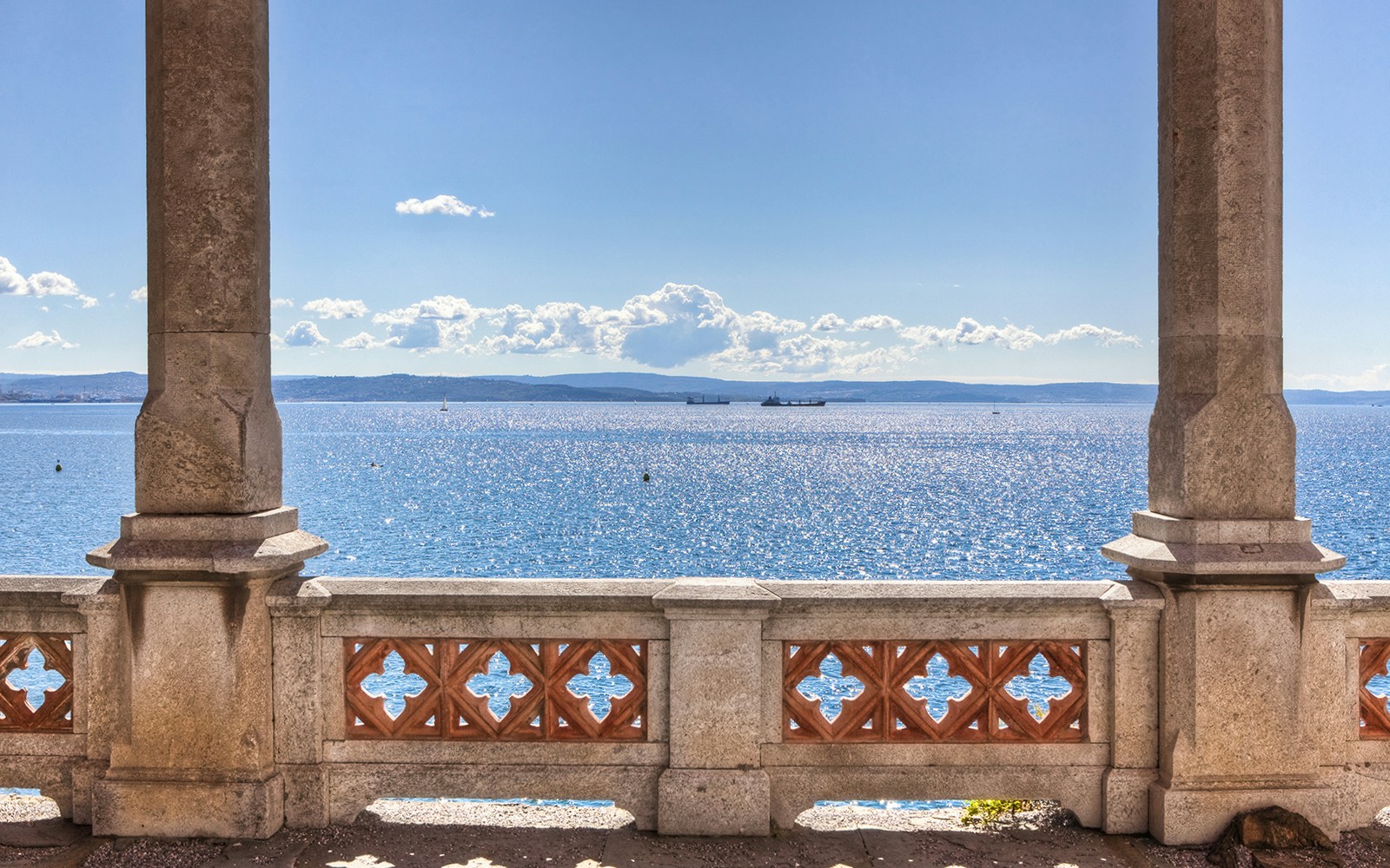 Balcony overlooking sea from the Miramare castle