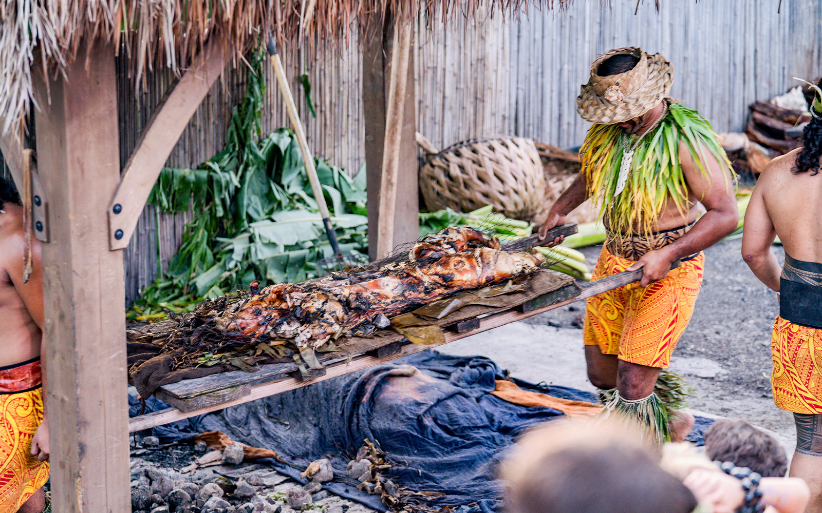 Traditional Hawaiian pig roast at Mauka Warriors Luau.