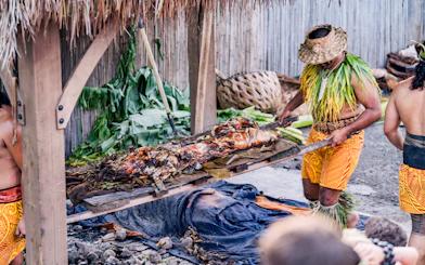 Traditional Hawaiian pig roast at Mauka Warriors Luau.