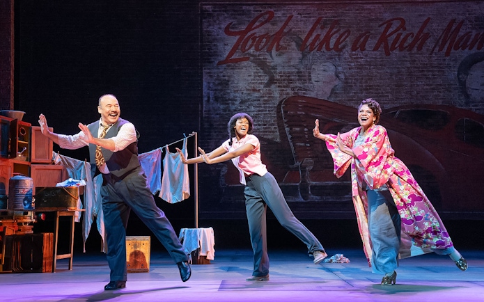 Performers dancing on stage in a scene from the musical "Gypsy.