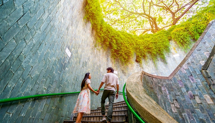 Fort Canning Park lush greenery and historical landmarks in Singapore.