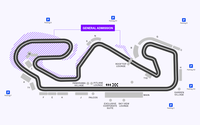 F1 Barcelona 2025 Mapa del Circuito para MB Admisión General