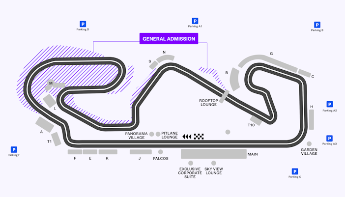 F1 Barcelona 2025 Circuit Map for MB General Admission