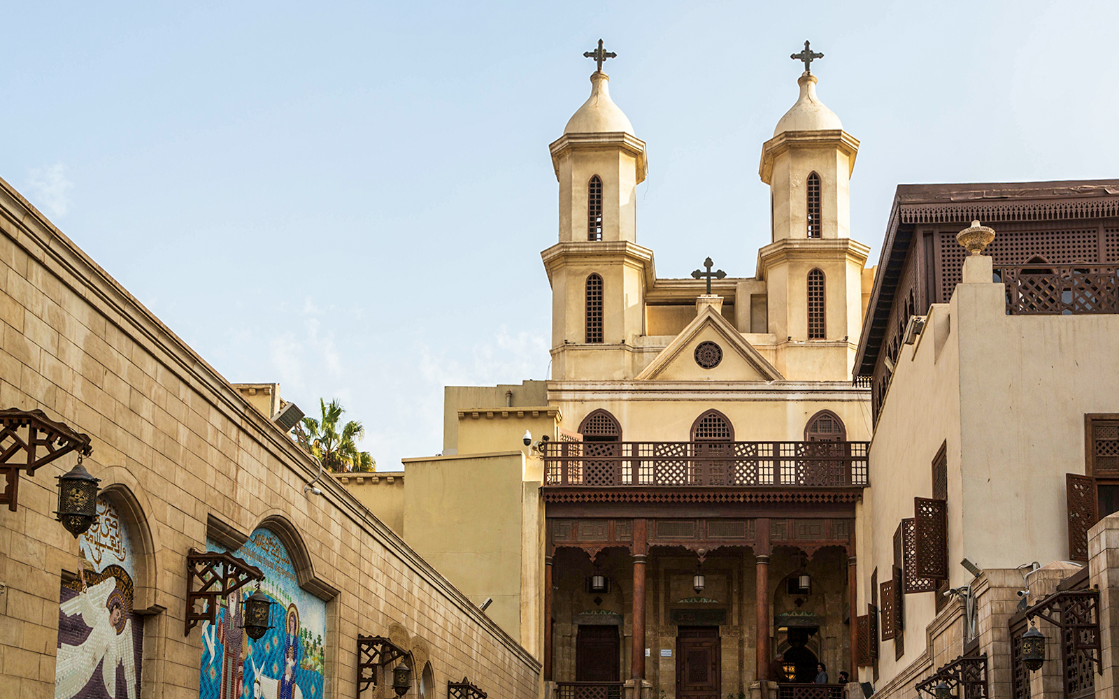 Hanging Church in Old Cairo with Islamic architectural details.