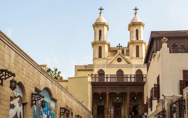 Hanging Church in Old Cairo with Islamic architectural details.