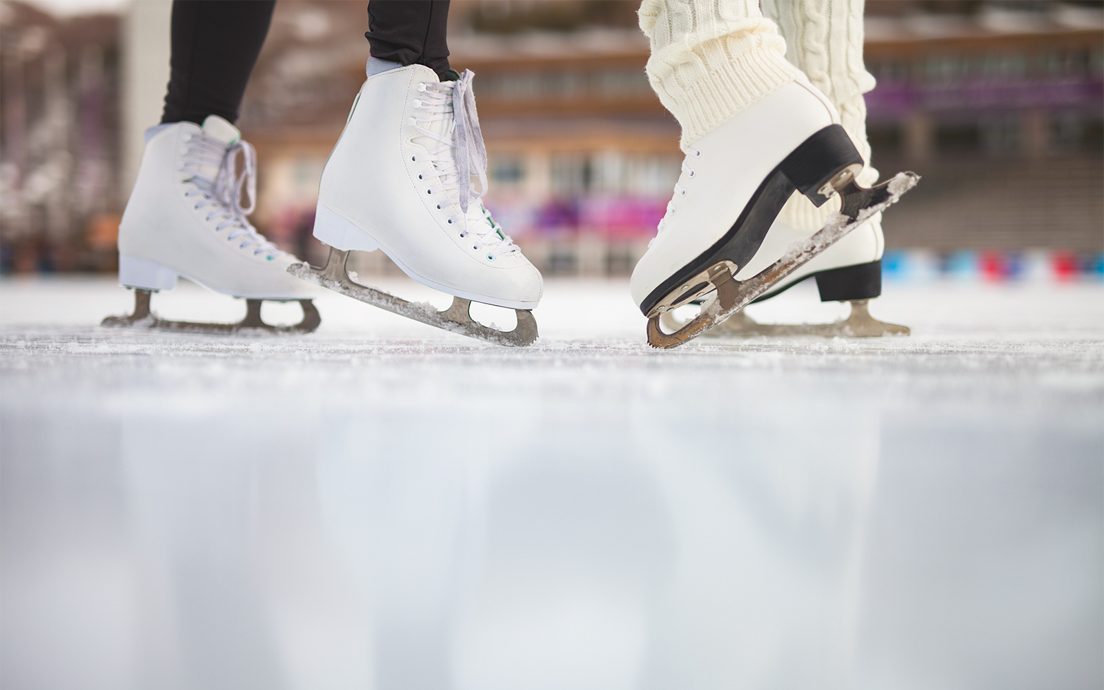 Ice skaters on an indoor rink in Singapore.