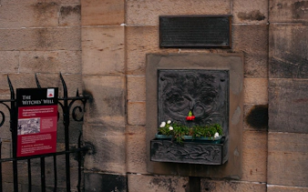 Witches' Well memorial in Edinburgh commemorating witch trials of the 1500s and 1600s.