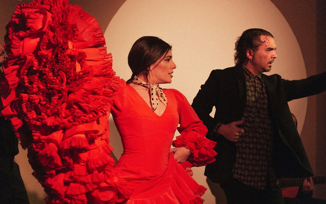 Flamenco dancers performing at a tablao in Madrid.