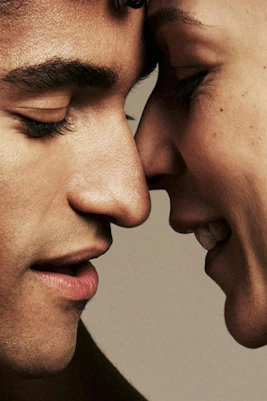 Close-up of two ballet dancers in an intimate pose, Australian Ballet Romeo and Juliet.