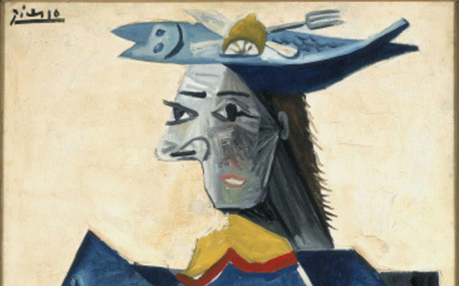 stedelijk museum tickets - woman seated with fish-shaped hat by Pablo picasso