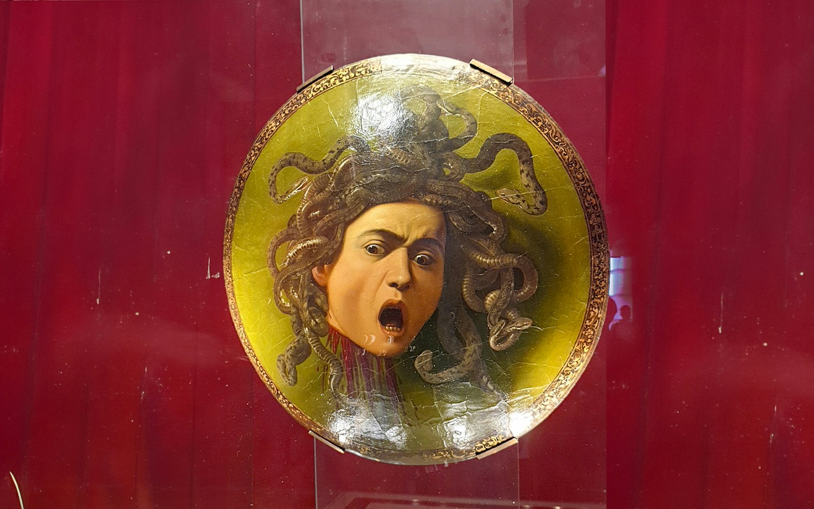 Medusa painting by Caravaggio displayed at Uffizi Gallery, Florence.