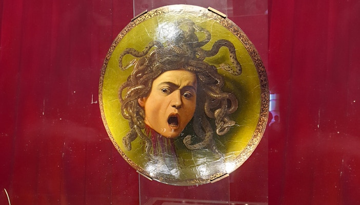 Medusa by Caravaggio displayed at the Uffizi Gallery, Florence.