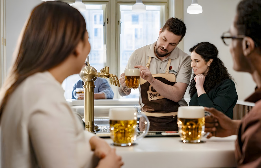 Tapster training session with Pilsner Urquell beer at The Original Beer Experience.