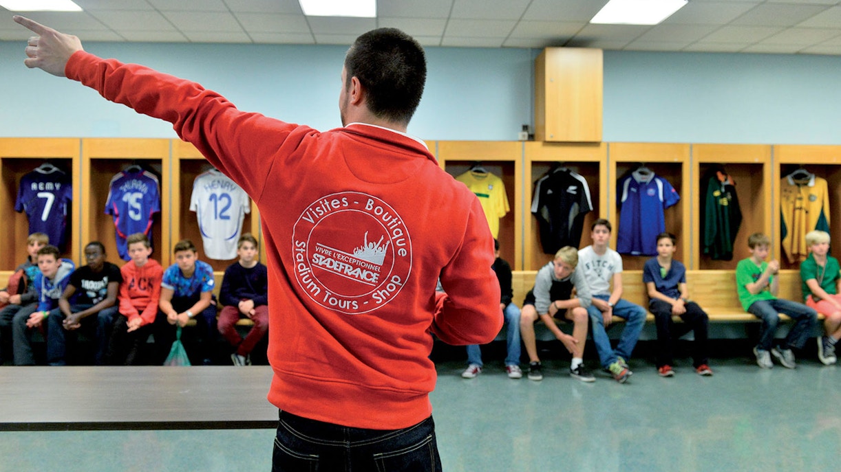 Stade de France interior during 1.5-hour guided tour in Paris.