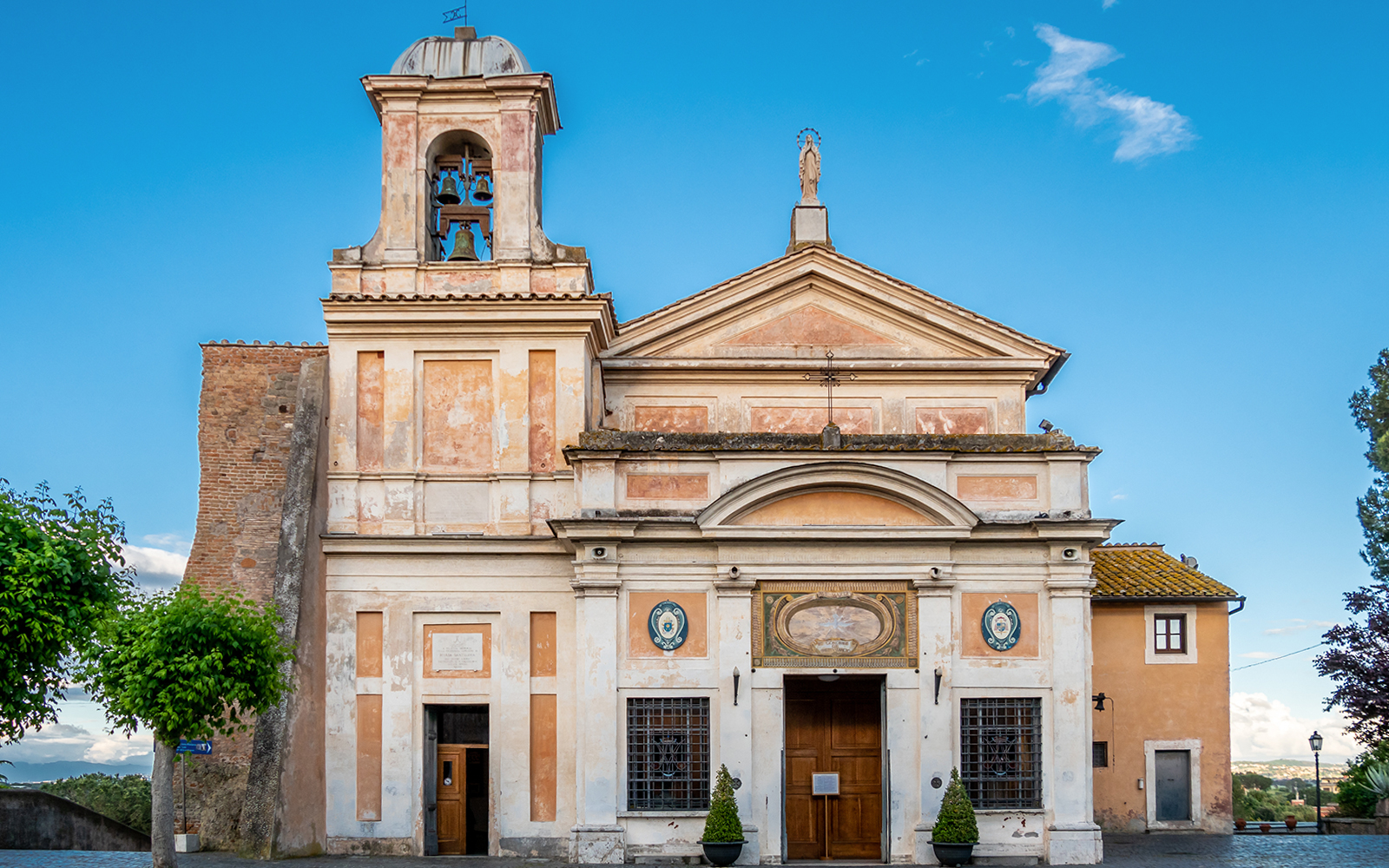 Sanctuary of Our Lady of Divine Love in Rome with Madonna del Divino Amore statue