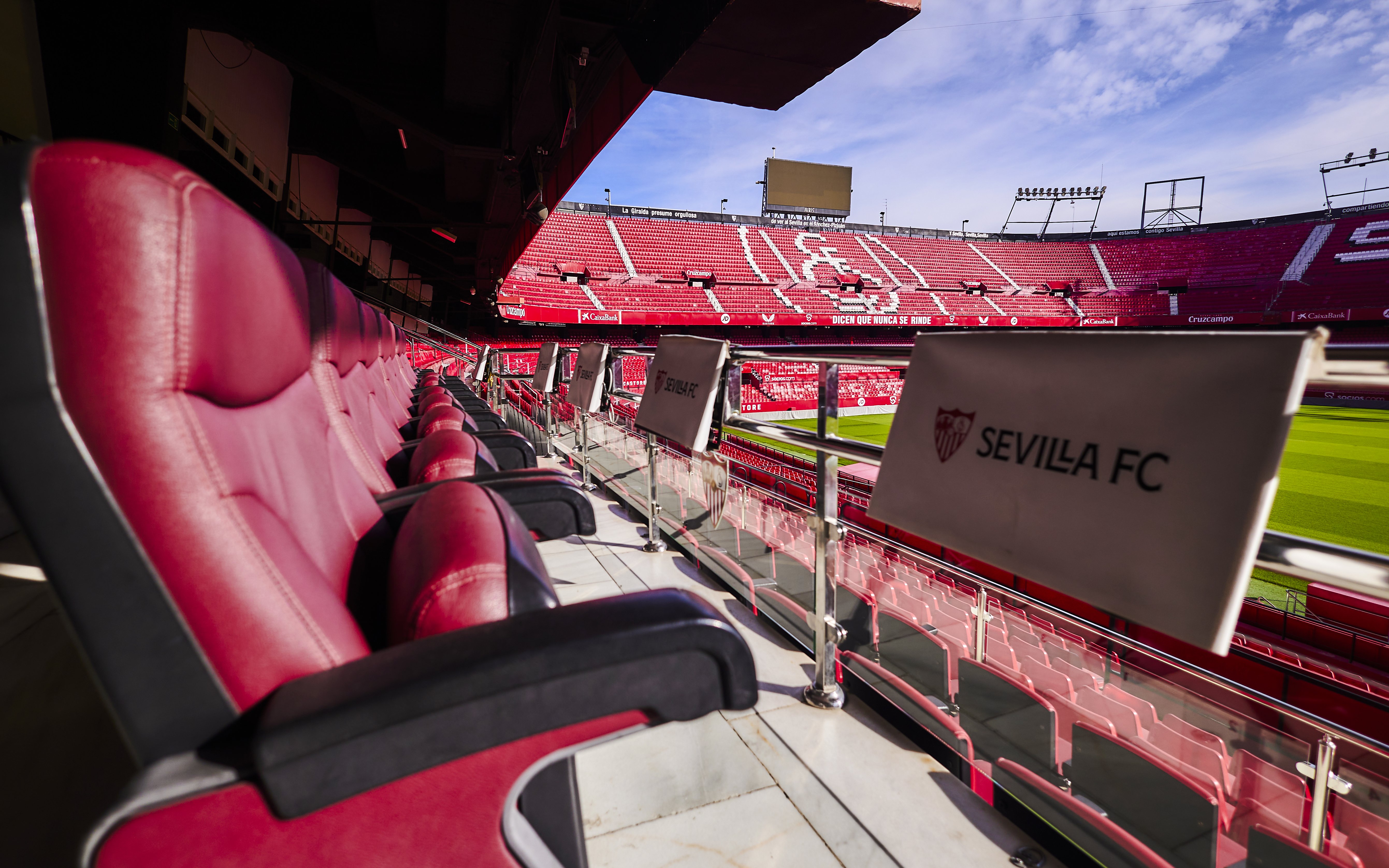 Premium seating area at Ramón Sánchez-Pizjuán Stadium, home of Sevilla FC.