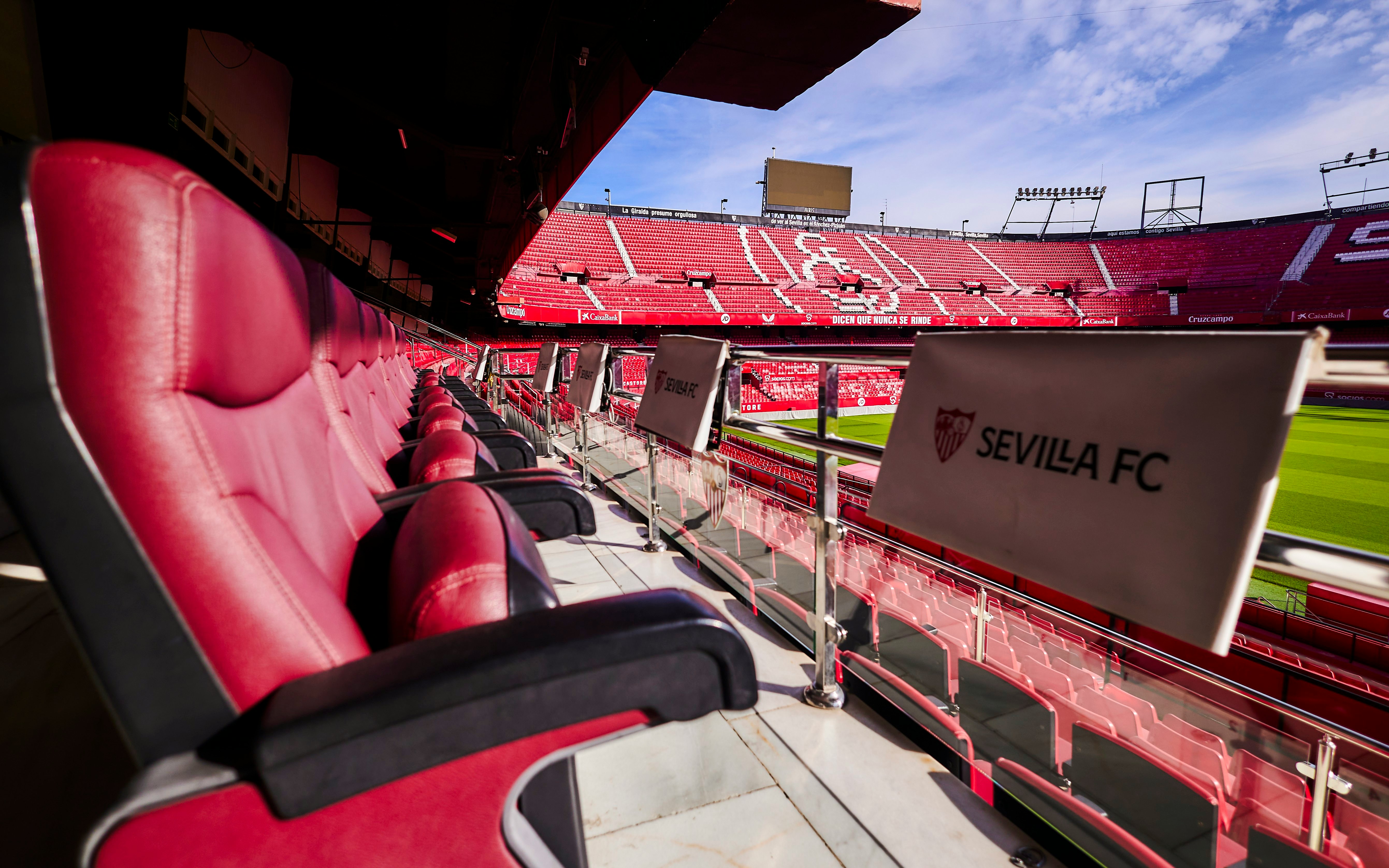 Premium seating area at Ramón Sánchez-Pizjuán Stadium, home of Sevilla FC.