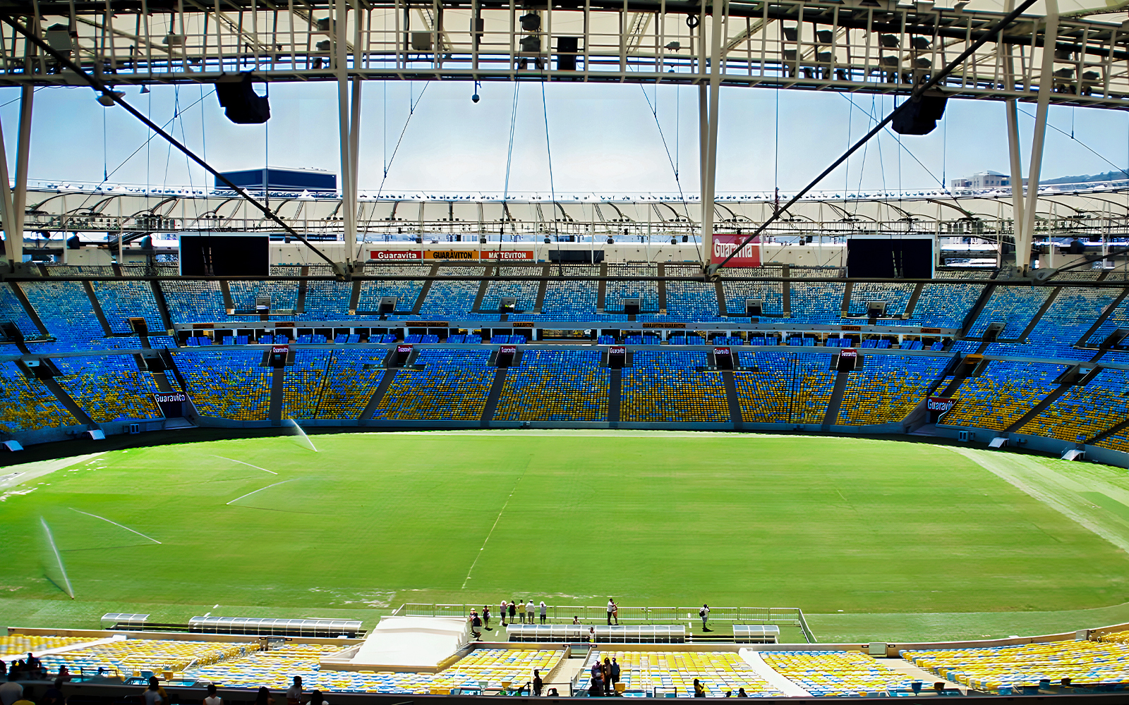 Maracanã Stadium field view from stands, Rio de Janeiro.