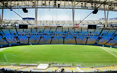 Maracanã Stadium field view from stands, Rio de Janeiro.