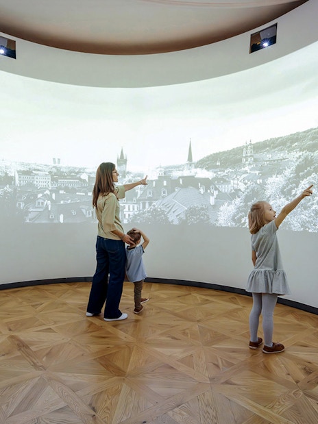 Guests exploring exhibits inside Praga Magica Interactive Exhibition.