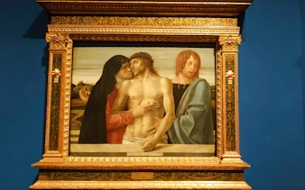 The Dead Christ Supported by the Virgin Mary and St John, painting by Pieter Bruegel at Pinacoteca di Brera.