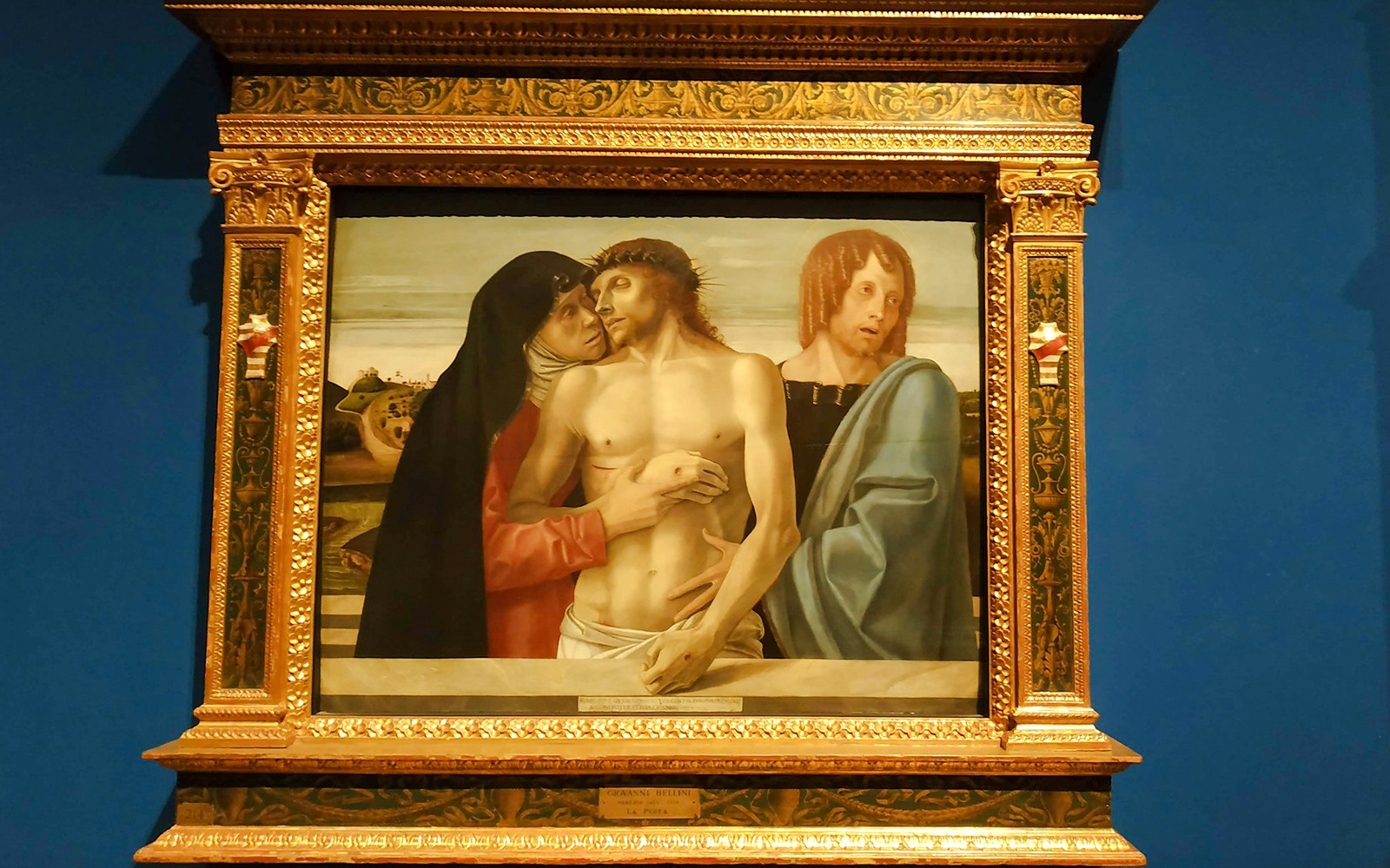 The Dead Christ Supported by the Virgin Mary and St John, painting by Pieter Bruegel at Pinacoteca di Brera.