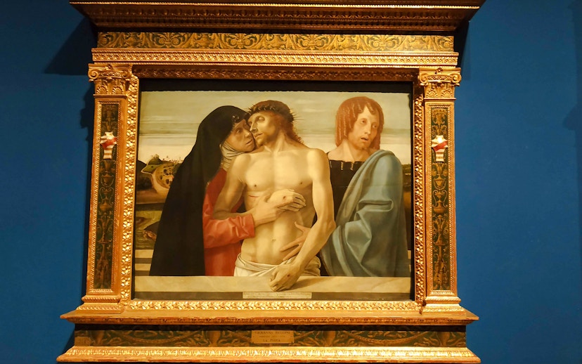 The Dead Christ Supported by the Virgin Mary and St John, painting by Pieter Bruegel at Pinacoteca di Brera.