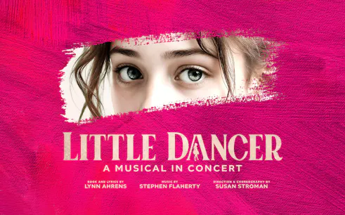 Little Dancer musical poster with a close-up of a girl's eyes.