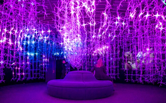 Interactive light installation at Mythos Mozart exhibit.