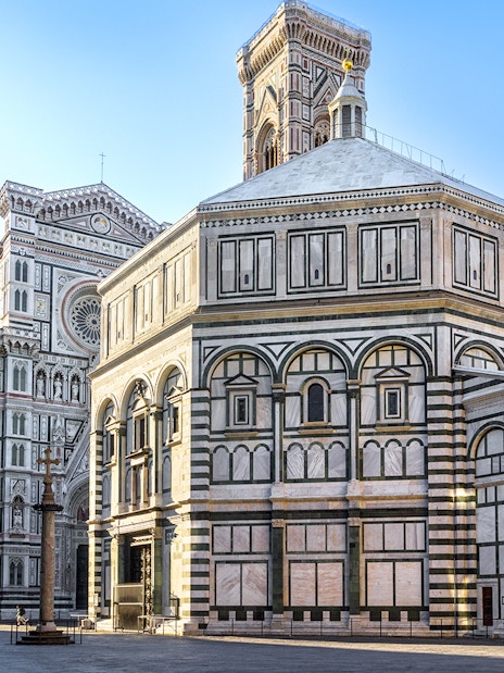 Florence Duomo with dome and bell tower viewed from the square.