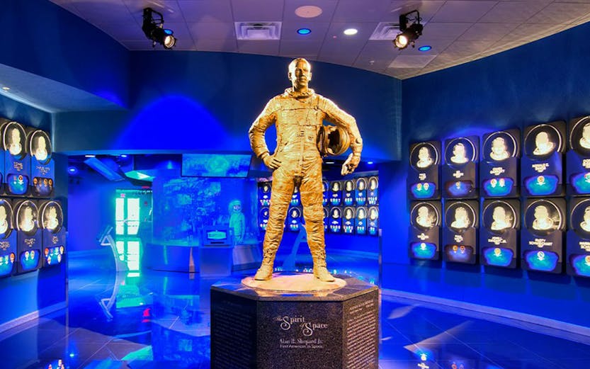 Statue of astronaut in U.S. Astronaut Hall of Fame, Kennedy Space Center.