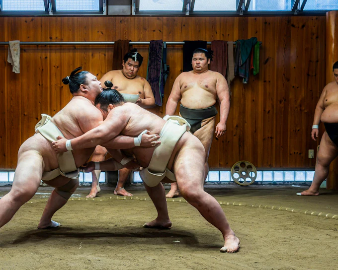 Authentic Tokyo Sumo Practice with Seat, Photos, and Audio Guide