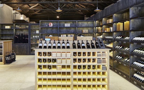 Wine bottles displayed in Cockburn's cellar for English tour and Super Premium tasting.