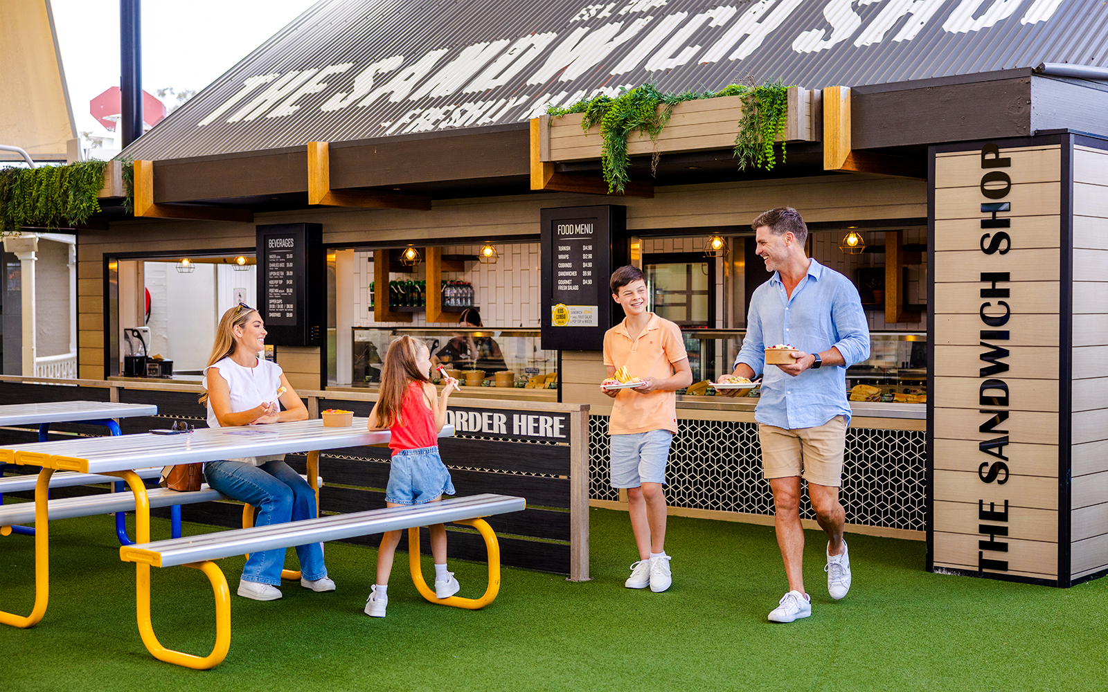 The Sandwich Shop at Dreamworld, Gold Coast, featuring a variety of dining options.