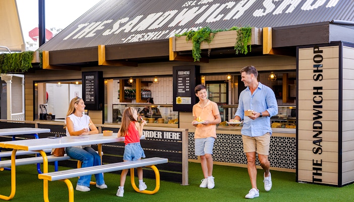 The Sandwich Shop at Dreamworld, Gold Coast, featuring a variety of dining options.