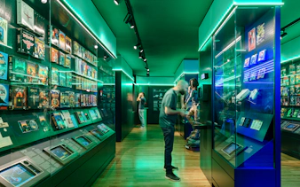 Video Game History Museum exhibit with vintage games and consoles, Zagreb.