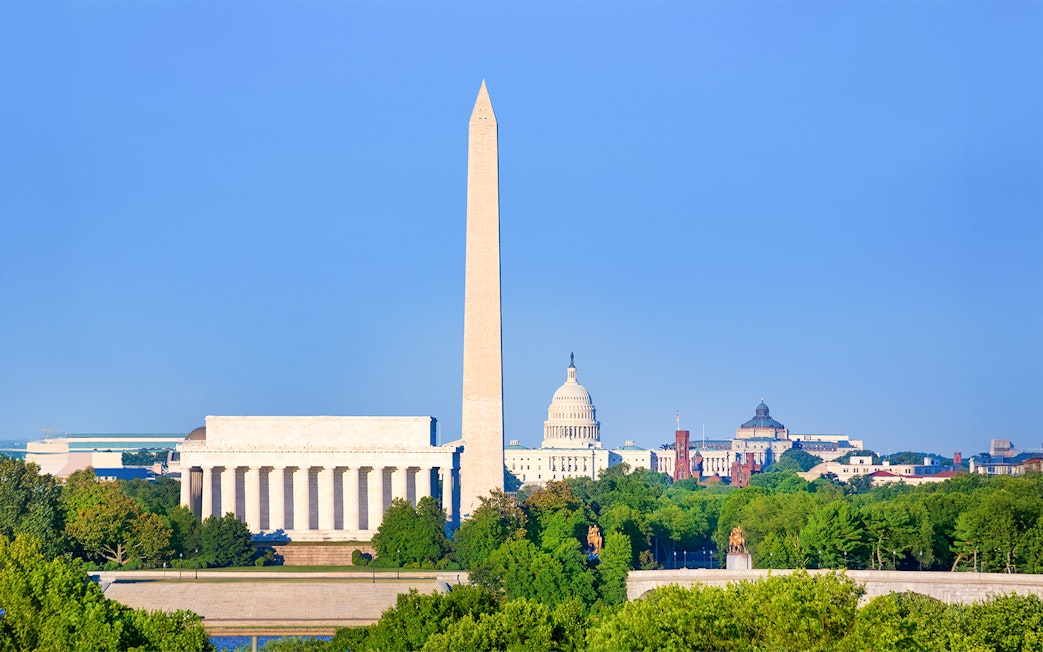 Washington Monument with Lincoln Memorial and Capitol in Washington, D.C.