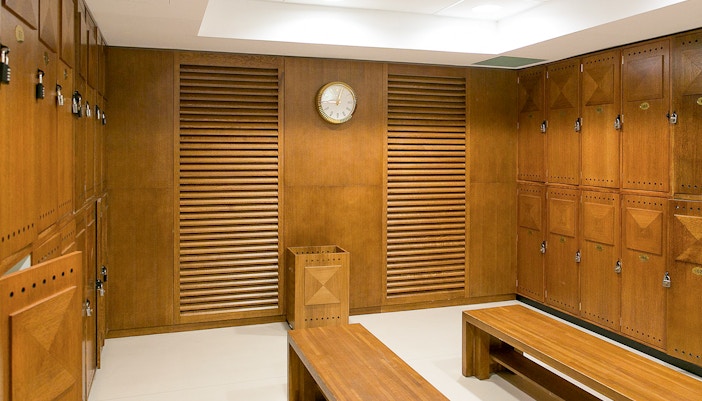 Locker room at Roland Garros Stadium during backstage tour in Paris.