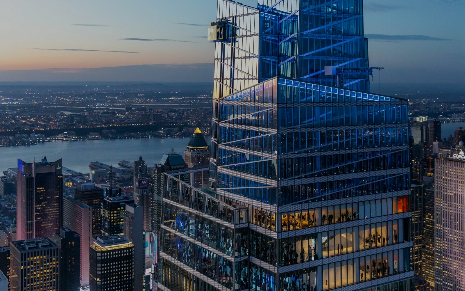 SUMMIT One Vanderbilt observation deck with panoramic views of New York City skyline.
