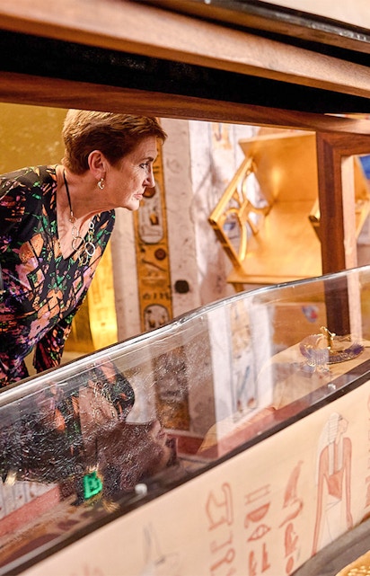 Ancient Egyptian hieroglyphs inside the Tomb of the Pharaohs, Luxor, Egypt.