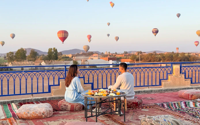 Marrakech Sunrise Hot Air Balloon Flight with Luxury Rooftop Breakfast