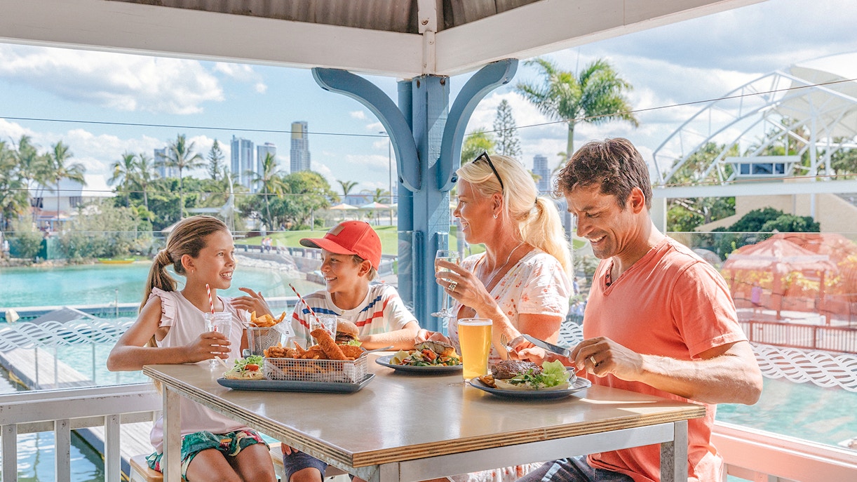 A family dining at Sea World, Gold Coast