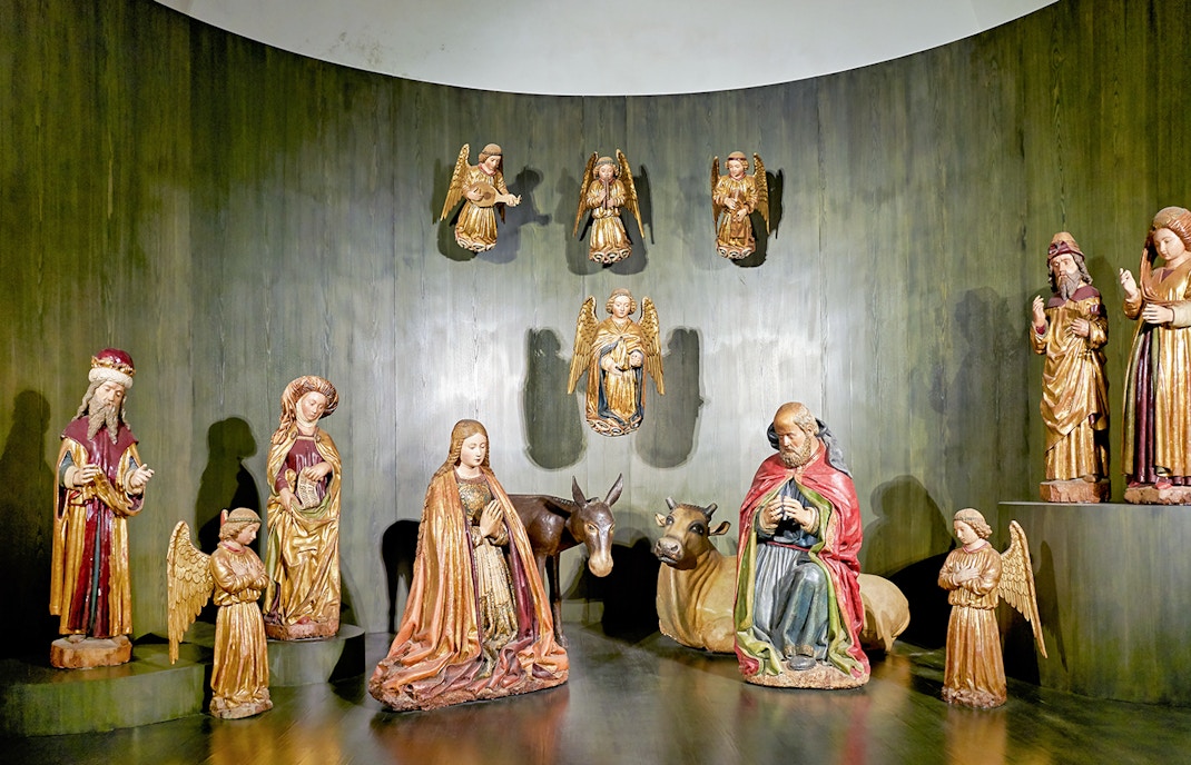 Nativity scene with statues inside Certosa di San Martino, Naples.