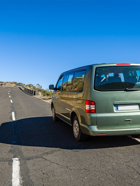Van on a scenic road near Cinque Terre during a guided tour from Florence.