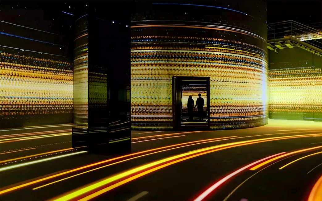 Interactive light installation at Journey Exhibit, Port des Lumières, Hamburg.