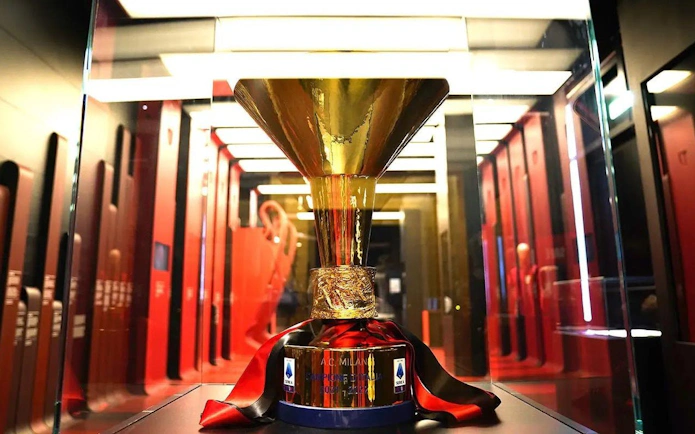 Trophy display at Casa Milan Museum, Italy.