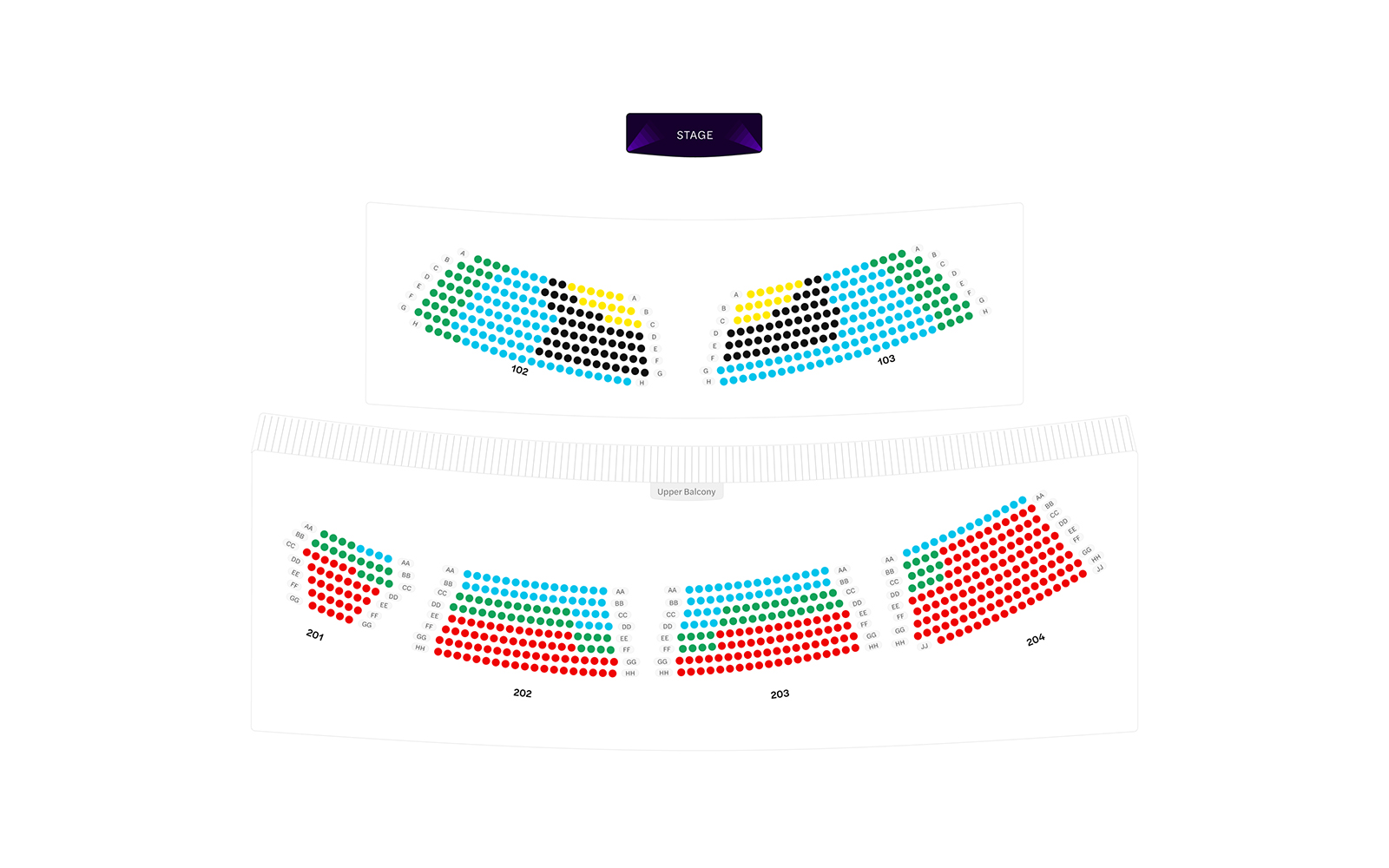 Blue man group Theater seating chart image