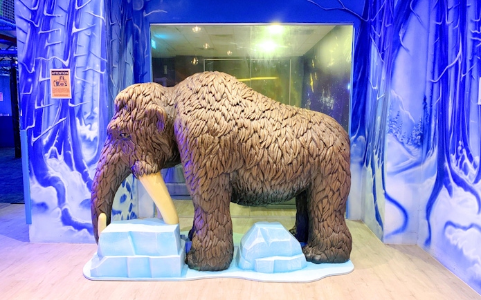 Woolly mammoth sculpture at Amazonia Singapore indoor playground.